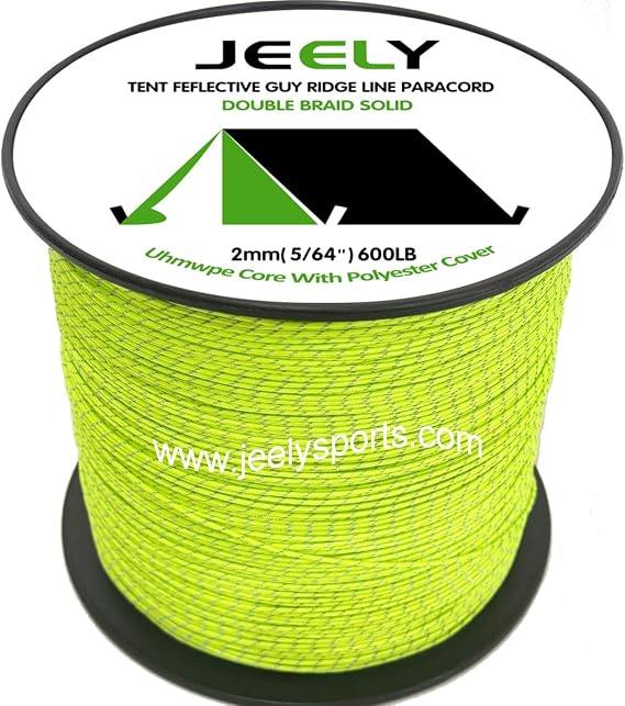 50m/160 feet 2mm UHMWPE Core Polyester Jacket Rope with Reflective Tracers