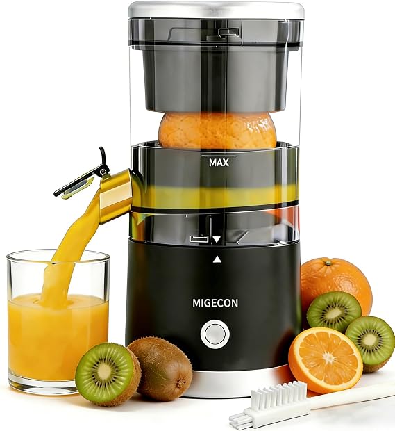 MIGECON Electric Citrus Juicer, Rechargeable Orange Juicer Squeezer, Black