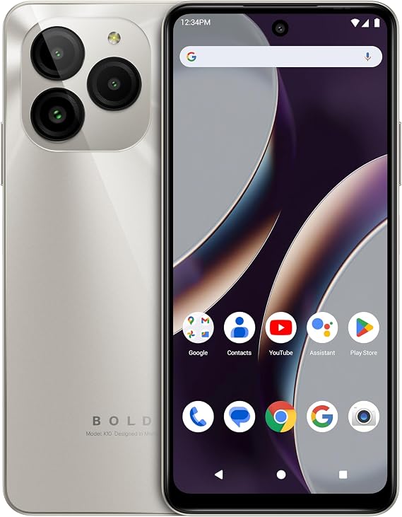 Bold K10 | 2024 | All-Day Battery | Unlocked | 6.6 HD+ Infinity Display | 128/4GB | Triple 50MP Camera | US Version | | Gold