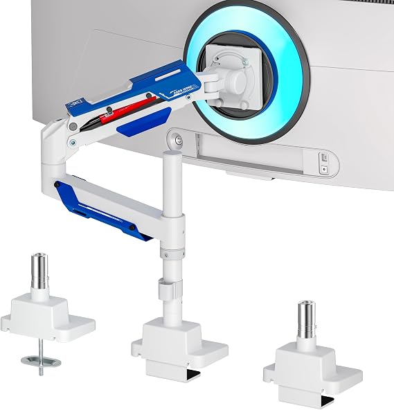 ARES WING Ultrawide Monitor Arm, White, 24 to 57 Inch Screen