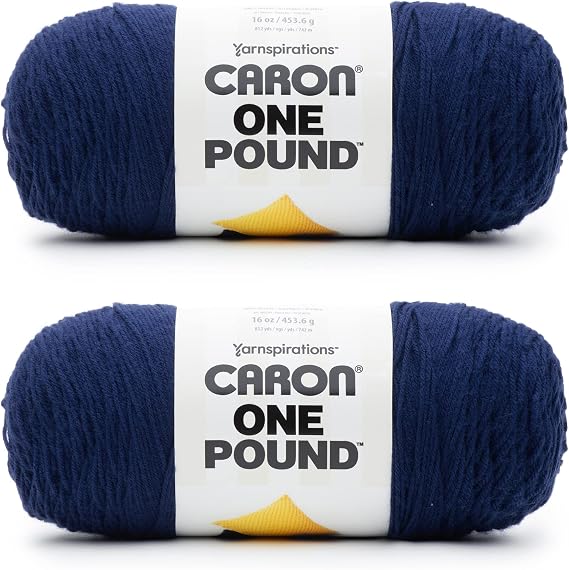 Caron One Pound Soft Yarn for Crocheting & Knitting, Midnight Blue, 2-Pack