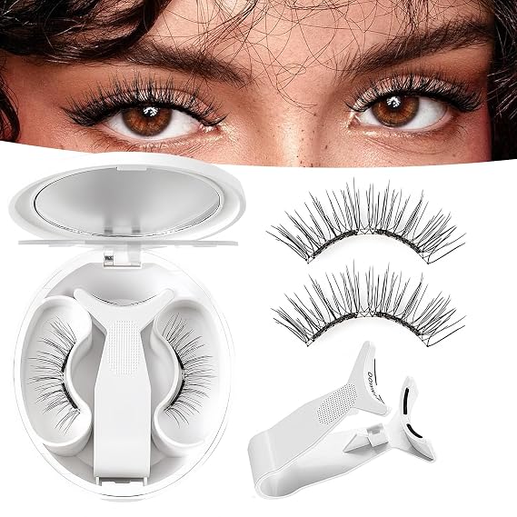 Magnetic Eyelashes, with Applicator and Setting Lotion, Upgrade Eyelashes Reusable Soft Natural Look No Glue Easy to Wear and Remove (Natural)