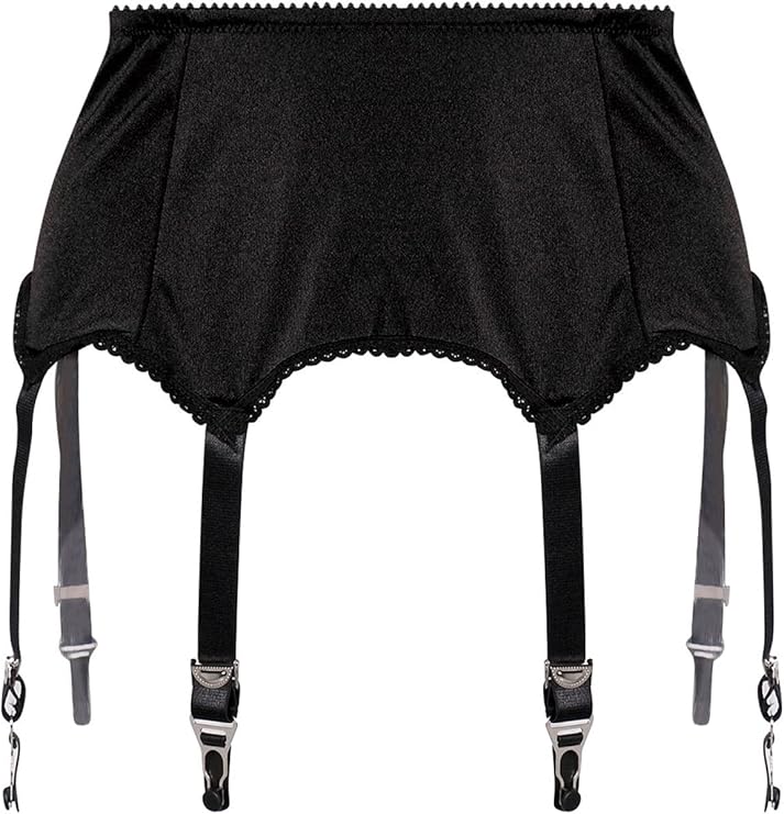Women's Mesh Garter Belt High Waist Suspender Belt with Six Metal Clips for Womens Stockings/Lingerie