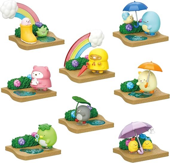 Re-Ment Sumikko gurashi Walking on a Rainy Day Blind Box - Includes 1 of 8 Collectible Mini Figurines - Fun and Versatile Decoration