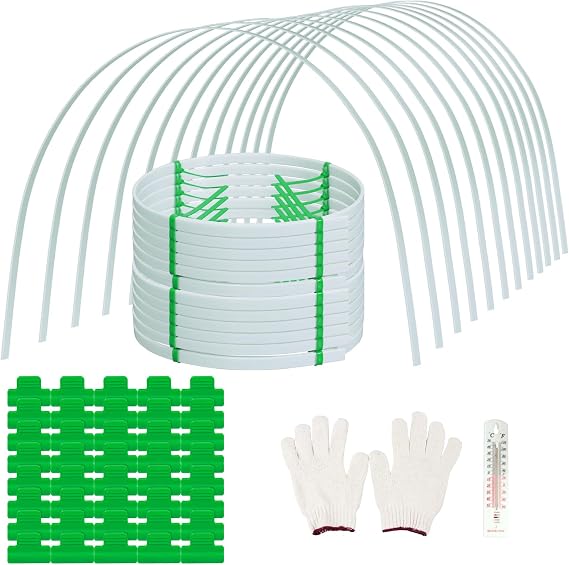 Garden Hoops Garden Hoops for Raised Beds 6.5FT Hoop House Greenhouse 12 Poles PVC Garden Hoop Strong&Weather Proof for Garden Frame Garden Tunnel Netting-12 PCS