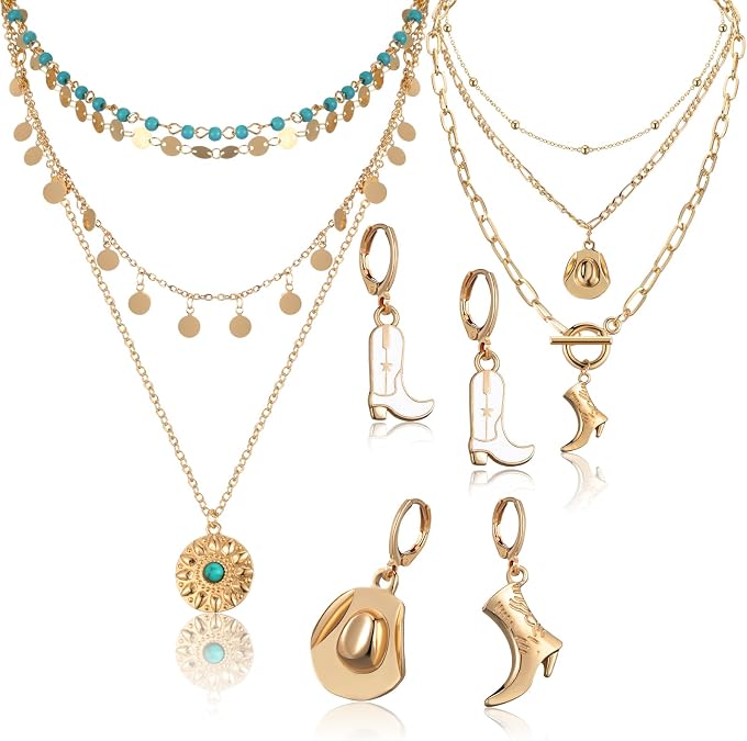 Ferreve 6 Pcs Western Jewelry Set Women Layered