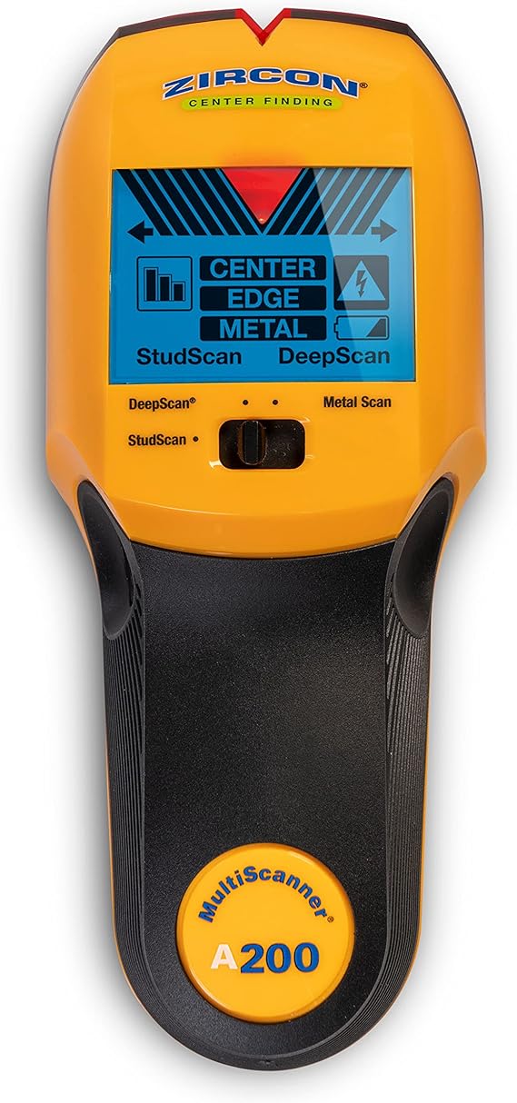 Zircon MultiScannerTM A200 Stud Finder with Metal & Live Wire Detection
