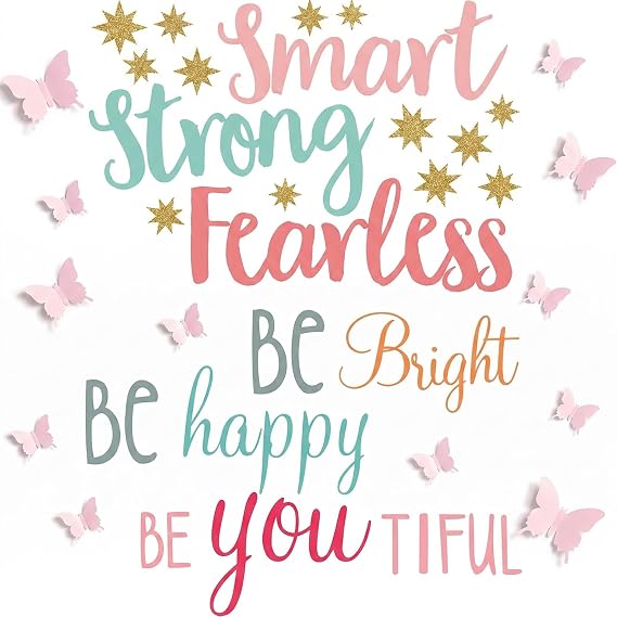 Chinco Inspirational Quotes Wall Decals with 3D Pink Butterfly Stickers