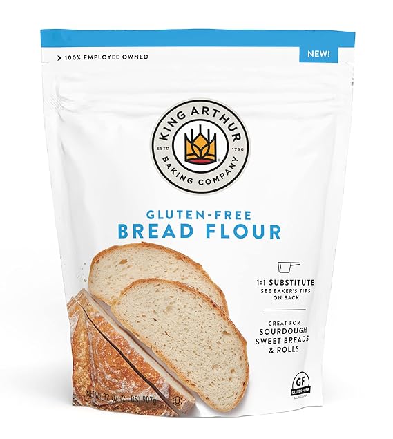 King Arthur Gluten-Free Bread Flour, 1:1 Replacement for Yeasted Recipes, 2 lb (Pack of 1) - Premium GF Flour for Artisan Boules, Bagels, Cinnamon Rolls & Burger Buns - Sorghum & Xanthan Gum