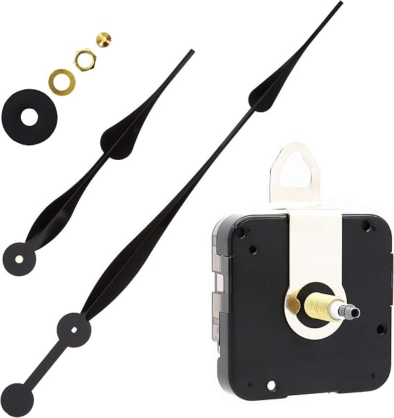 Youngtown High Torque 1-3/32" Long Shaft Clock Movement Kit 12" Black Hands