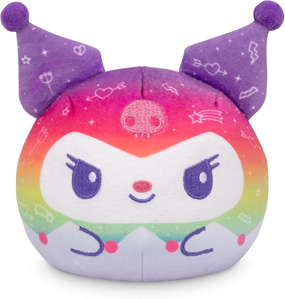 TeeTurtle Reversible Sanrio My Melody and Kuromi Plushie 4-Inch Rainbow Two-Sided Flip Plush Toy with Embroidered Details - Cute Mini Collectible Plush for Kids, Teens, and Adults