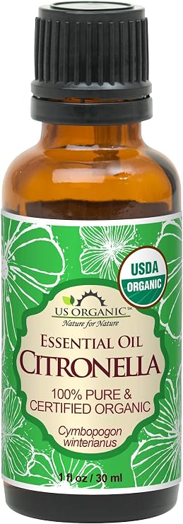 US Organic Citronella Essential Oil, USDA Certified, 100% Pure, 30 ml, Improved caps and droppers Used for Skin Care, DIY Projects Like Candle Making and Much More