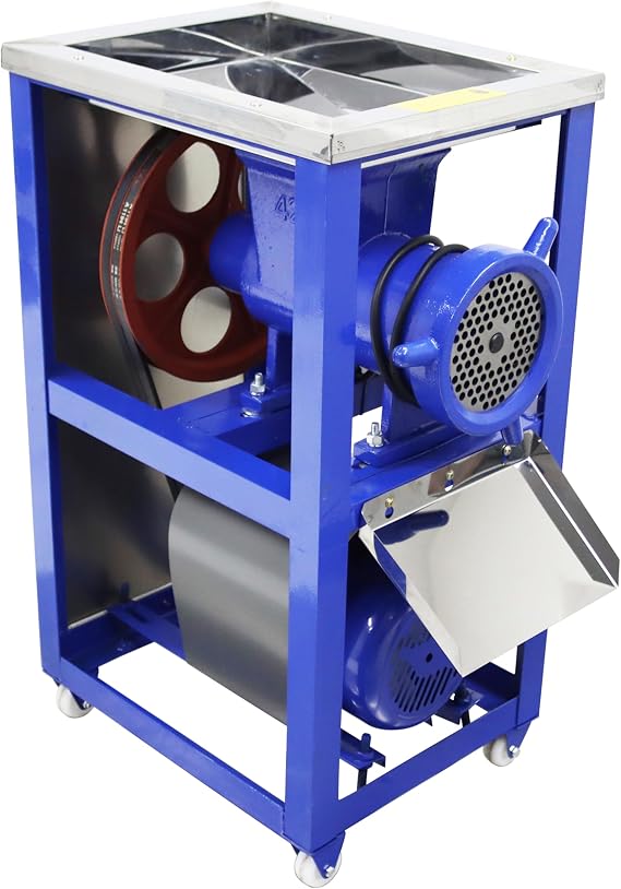 Bone Crusher Meat Grinder Bone Crushing Machine Commercial for Pulverizing Pork Chicken Fish Vegetables with Emergency Stop Switch Pulley 220V 2.2KW