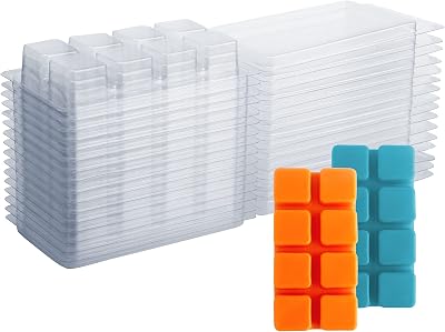 Wax Melt Containers - 8 Cavity Clear Empty Plastic Molds - 100 Packs Cubes Clamshells for Tarts and Melts