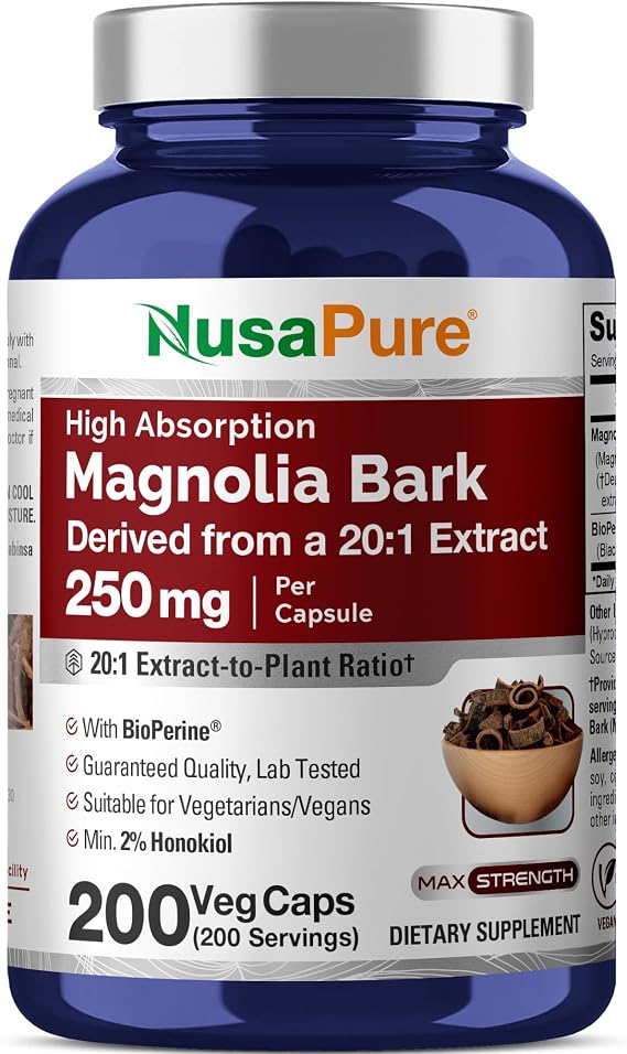 Magnolia Bark, Non-GMO, Vegan, 250mg, 200 Veg Capsules - 200 Servings