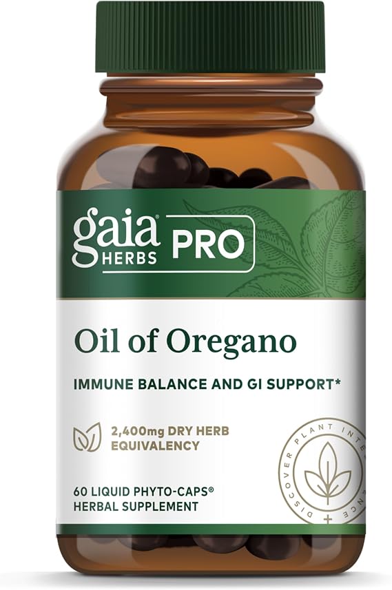 GAIA HERBS PRO Oil of Oregano - Immune Support Supplement - Carvacrol & Thymol for Antioxidant Support - Gut Health & Wellness Formula* - 60 Vegan Capsules (60 Servings)