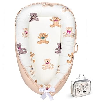 Baby Lounger for Newborn 024 Months, Baby Pillow & Baby Nest Lounger, Organic Cotton Breathable Infant Pillow, Portable Baby Nest for Home & Travel (Ivory)