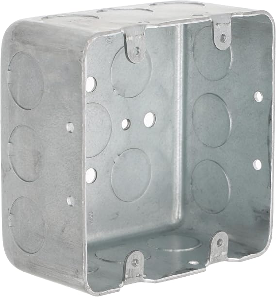 RACO 680 2-Device, 2-1/8-Inch Deep, 1/2-Inch Side Knockouts 4-Inch Square Switch Box, Drawn