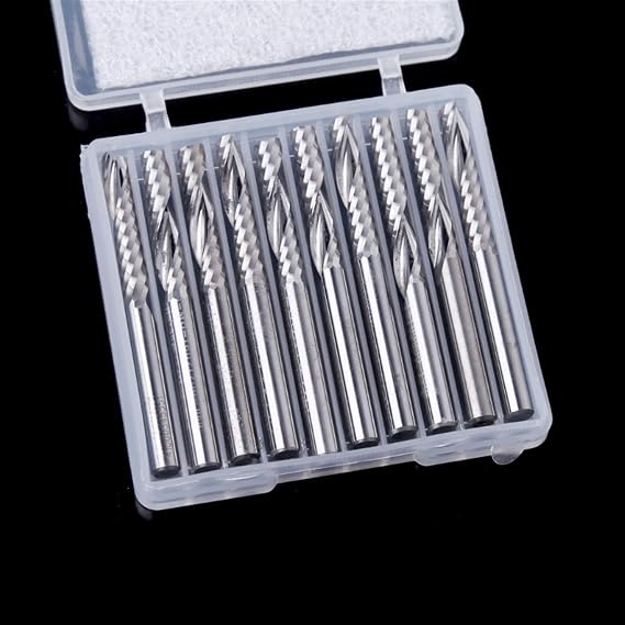 Xianglaa-Router bit, 10 Pcs 4mm Shank Single Flute Carbide Spiral End Mill Cutter CNC Router Bits 22mm