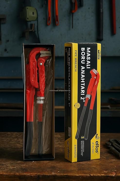 Eltos Maşalı Boru Anahtarı, Ayarlı, Krom Vanadyum Gövde, İndüksiyonda Sertleştirilmiş Dişler, Ergonomik İzole Sap, Elektrostatik Dayanıklı Boya, Profesyonel Tesisat Sökme ve Sıkma (2")