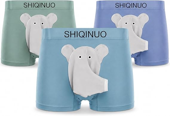 Men's Modal Boxer Briefs, Roomy Elephant Pouch, Open Fly Underwear