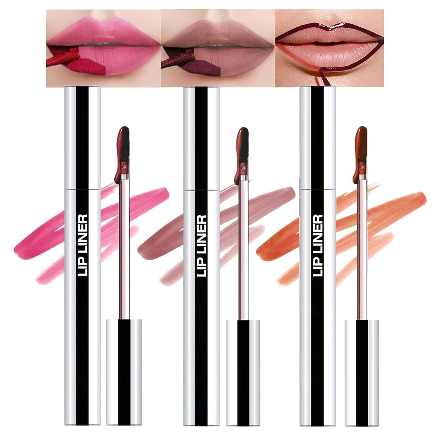3 Colors Lip Stain Peel Off, Peel off Lip stain, Lip Tint Stain, Peel off Lip Liner Stain, Lip Stain Peel off Tint Tattoo Color Waterproof Long-Lasting, No Smudging