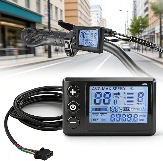 Electric LCD Display Meter for Ridstar Q20, S866 LCD Display Meter, Speedometer and Odometer for Ridstar Q20/Scooter/YVY, Electric Scooter Control Panel with Plug for 22.2mm/0.9in Handlebars