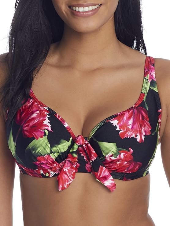 Pour Moi Women's Orchid Luxe Underwire Non Padded Bikini Swim Top, 12902, Black/Pink, 32D