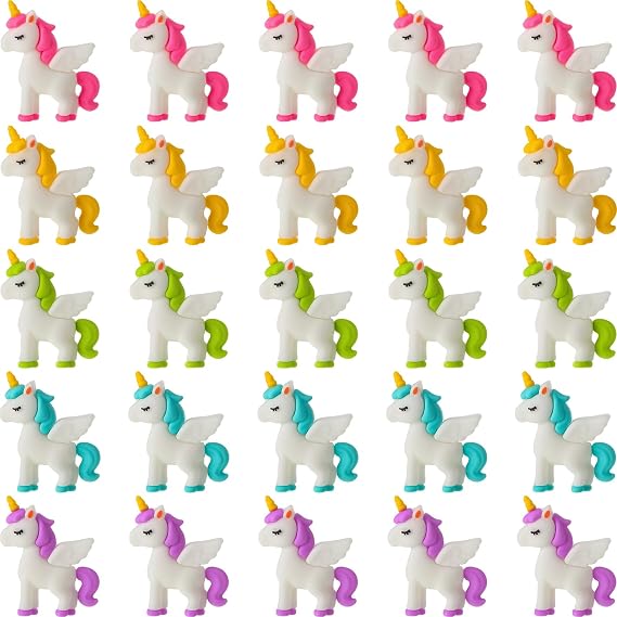 Thyle 25 Pcs Mini Unicorn Figurines Cake Toppers for Party, White