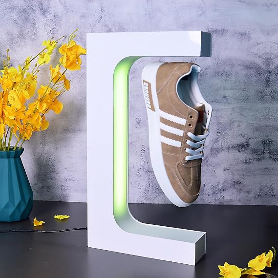 Levitating Shoe Display,360 Swivel Magnetic Levitation Shoe Rack with 16 Colors LED Light for Gifts Shoes Collectors Store Advertising Exhibition Home Decor