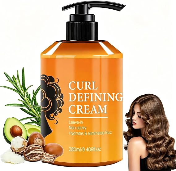 Curl Defining Cream- Hydrating Argan Oil Hair Mask Curl Cream for Enhances Wavy Hair and Curly Hair, Smoothing Curling Creams Detangles, Conditions and Reduces Frizz - 9.468 Oz