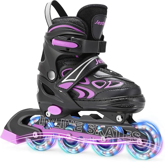Adjustable Inline Skates for Kids, Girls Boys Light up Inline Skates Size Adjustable Roller skates for Beginners