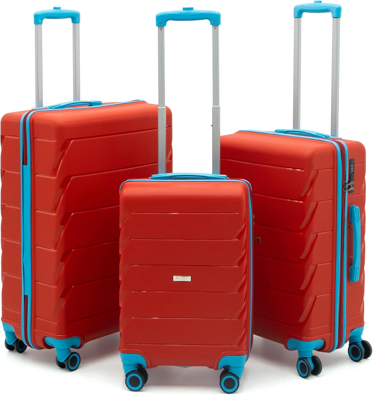 CotPoly 3-Piece Suitcase Set, Polypropylene Suitcase, Capella Shockproof Suitcase Red Triple Set