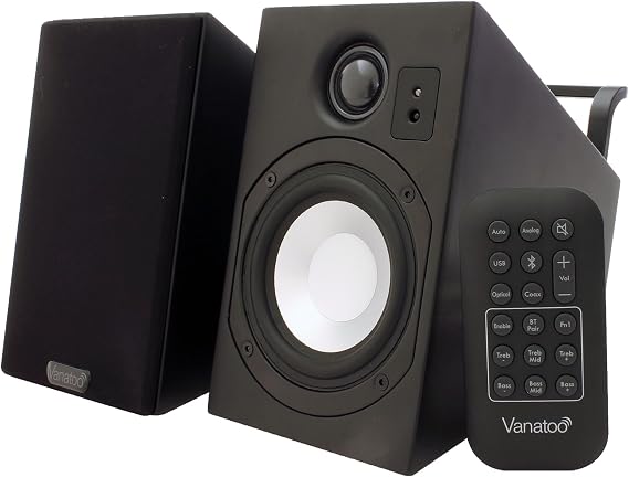 Vanatoo Transparent Zero Plus Near Field Studio Monitor Speakers Pair for TV, PC, Gaming. 120 Watt Powered Speakers for Desktop and Room use. AUX, USB, Bluetooth, Toslink Optical, Remote Control.