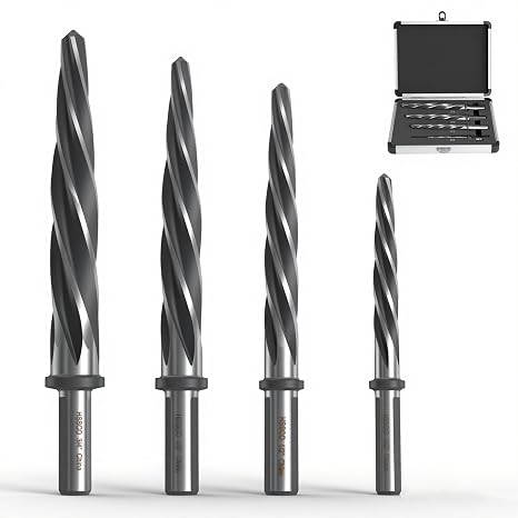 4PCS M35 HSS Taper Chucking Reamer Set 3/8",1/2",5/8", 3/4" for Wood