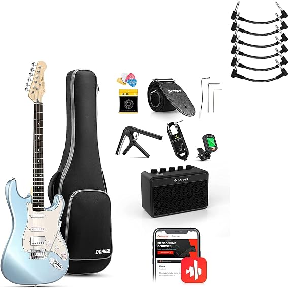 Donner Electric Guitar + 6 Inch Guitar Patch Cable