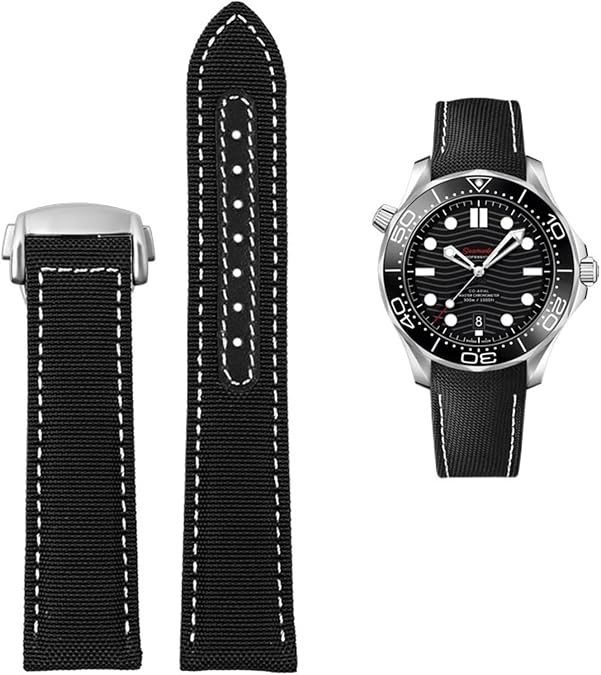 High Density Nylon leather strap For Omega New Seamaster 300 Super Master AT150 Fabric Leather AQUA TERRA men's strap 19mm 20mm