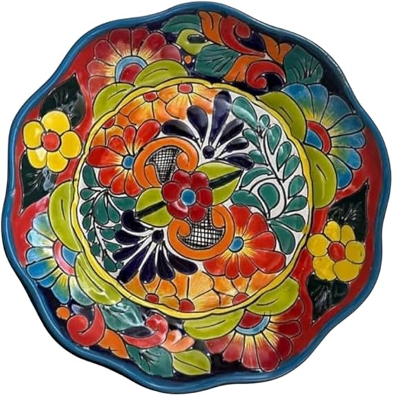 Talavera Mexican Pottery Plate 12x12 | Handmade Decorative Platter with Hanging Holes | Food Safe Dinnerware or Wall Art | Authentic Mexican Craftsmanship