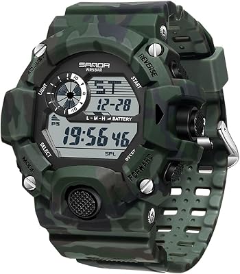 MASTOP Boys LED Watch Mens Waterproof Digital Electronic Military Sports Watch Silicone Band Alarm Stopwatch Watch Camouflage