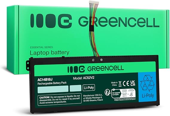 Green Cell Laptop Akku für Acer Aspire 3 A315 ES1 CB3 CB5 2519 A315-23 A315-55G ES1-111M ES1-331 ES1-531 ES1-533 ES1-571 / AC14B13J AC14B13K (3600mAh 11.4V Schwarz)