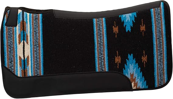 Weaver Leather 35-1677-S8 Contoured Single Weave Wool Blend Felt Saddle Pad, Black/Blue, 31" L x 32" W