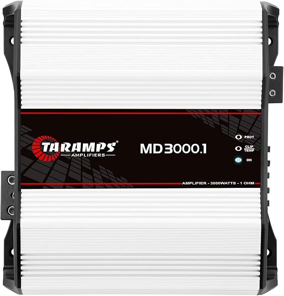 Taramps MD 3000.1 1-Ohm Car Amplifier, 3000W RMS Full Range Digital Monoblock Class D MOSFET Amp, Crossover, Low/High Pass Filter, Bass Boost, Level Control, LED Indicator, High Performance Car Audio
