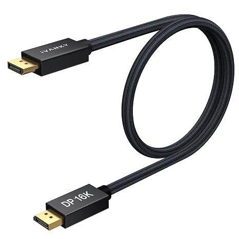 IVANKY 80Gbps 16K DisplayPort 2.1 Cable 3.3ft, High Speed Display Port Cord