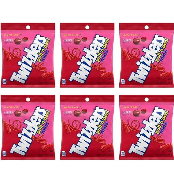 Twizzlers PullnPeel Minis Cherry Flavored 3.75 oz 6 Bags