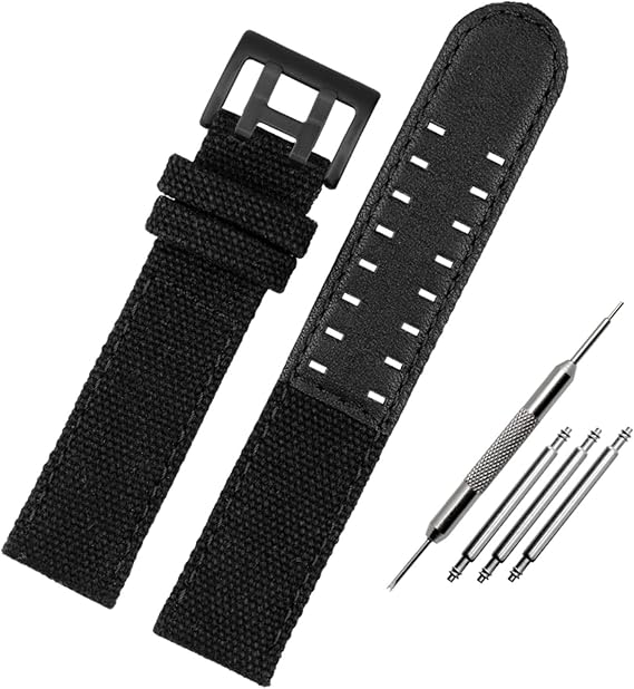 SKM for Hamilton Khaki Field Watch h760250/h77616533/h70605963 H68201993 Watch Strap Genuine Leather Nylon Men Watch Band 20mm 22mm (Color : Black Black Clasp, Size : 20mm)