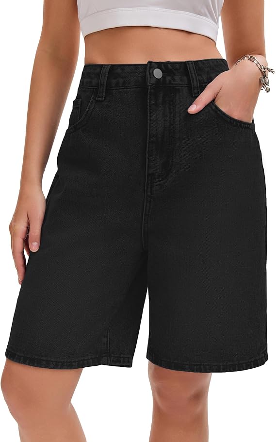 Women Jeans Shorts High Waisted Wide Leg Denim Shorts Y2K Baggy Jorts
