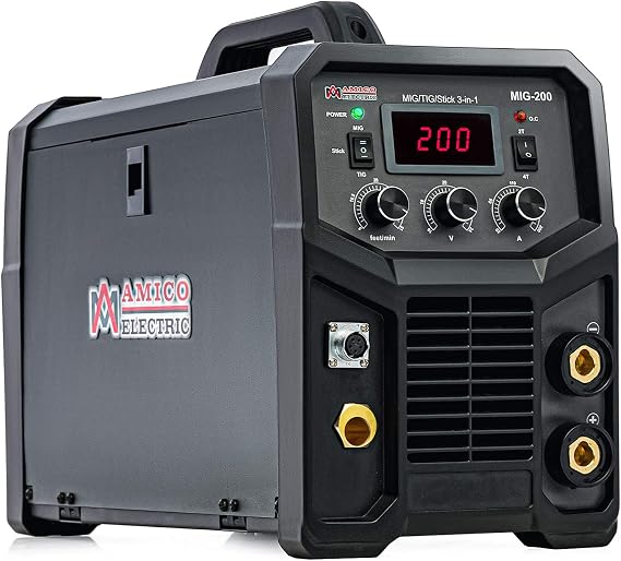 Amico MIG-200, 200-Amp MIG/MAG/Flux-cored/Lift-TIG/Stick Arc DC Inverter Welder, 115/230V Dual Voltage Welding, Compatible Spool Gun: SPG15250