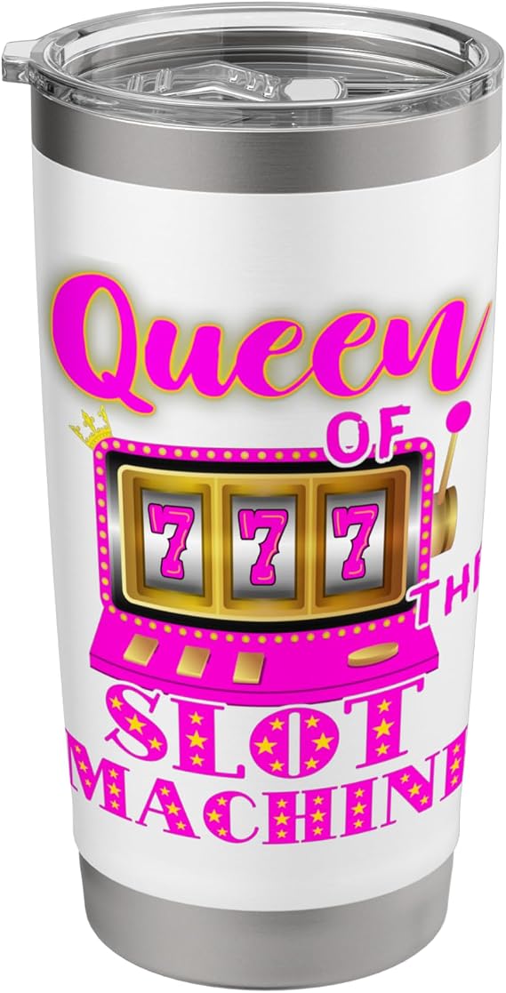 Spielo Queen Slot Machine Casino Arcade Gambling Game Stainless Steel Insulated Tumbler