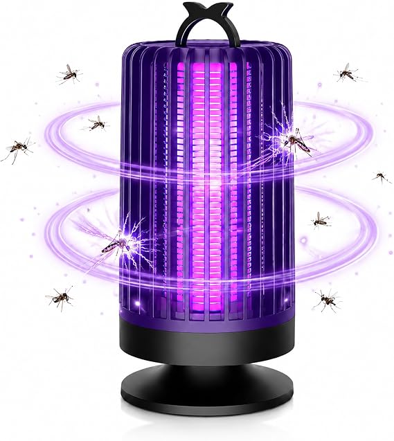 Bug Zapper, 3000V 360° UV Insect Pest Fly Killer for Indoor & Outdoor, Silent 22DB Portable Electric Fly Zapper, Mosquito Killer Lamp for Flying Insect, Fly Catcher for Home, Garden, Camping