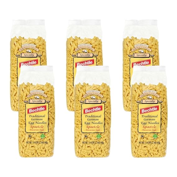 Bechtle Spaetzle Bavarian Style Egg Noodles - Traditional German Pasta, Authentic Imported from Germany, Cage-Free Eggs & Durum Wheat Semolina, Non-GMO, Kosher (17.6oz, Pack of 6)